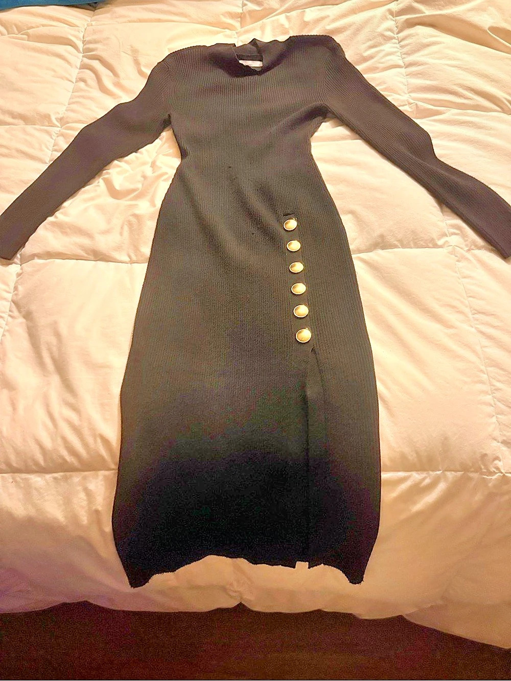 Nine West Ribbed Maxi Dress in Black Size XS Like New
